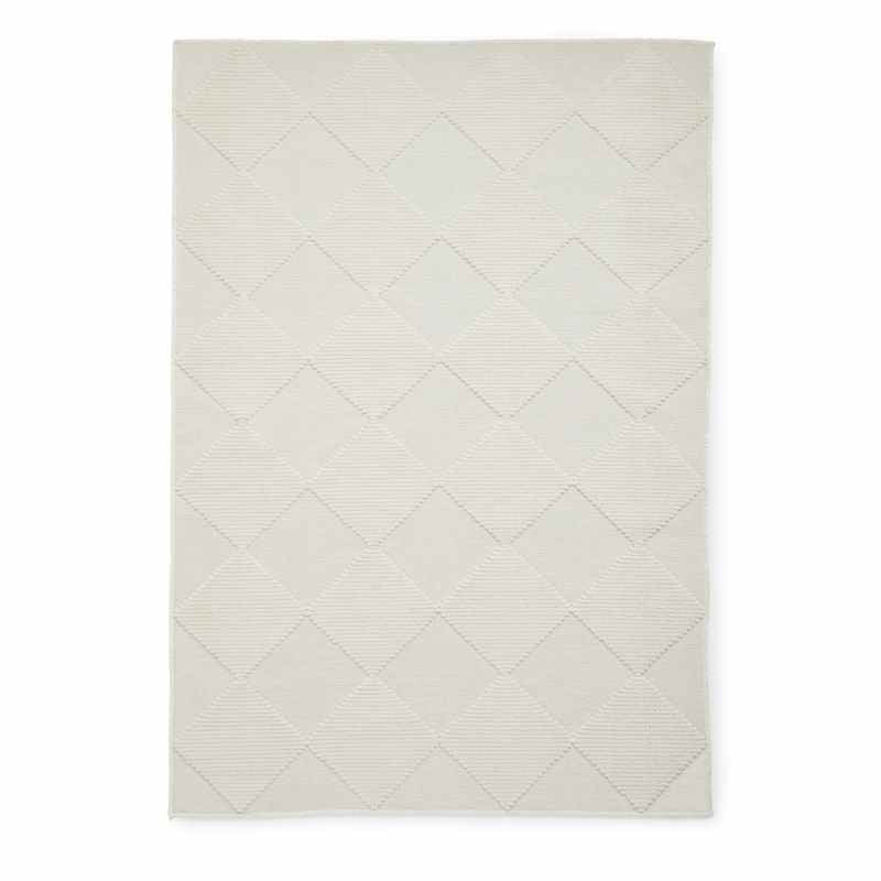 Lyna J0529 Textured Geometric Washable Rugs in Cream