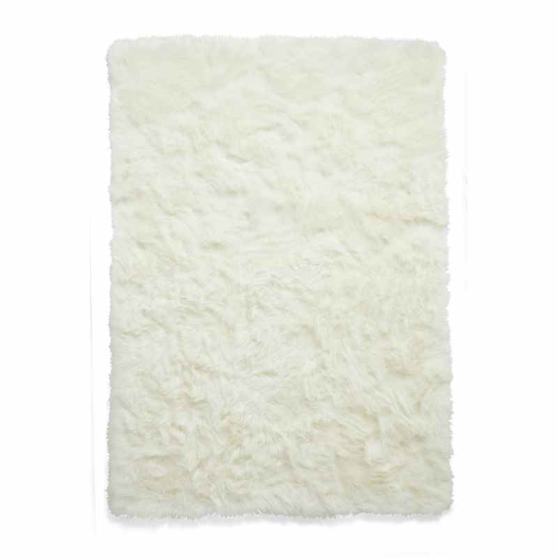 Polar Plush Soft Plain Textured Shaggy Rugs in Ivory White