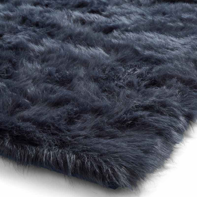 Polar Plush Soft Plain Textured Shaggy Rugs in Navy Blue