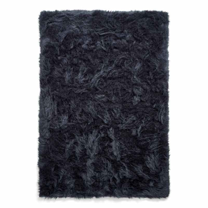 Polar Plush Soft Plain Textured Shaggy Rugs in Navy Blue