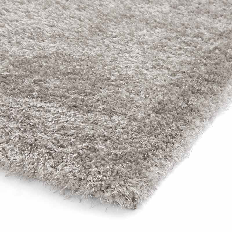 Lux Shaggy Modern Plain Shaggy Rugs in Silver Grey