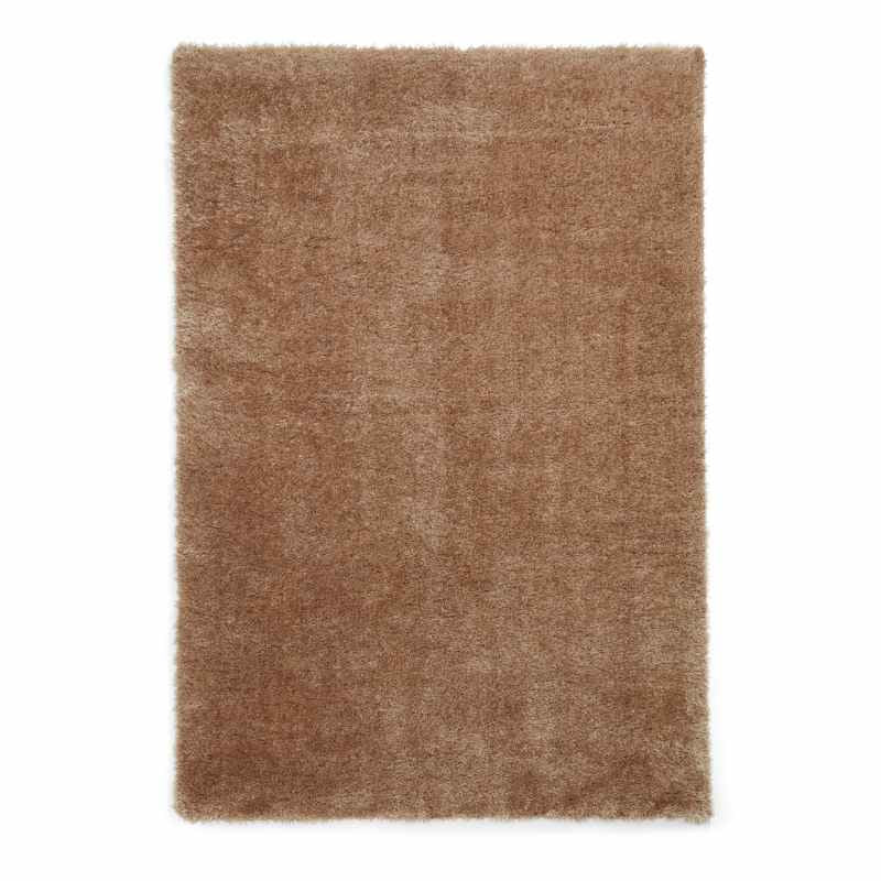 Lux Shaggy Modern Plain Shaggy Rugs in Walnut Brown