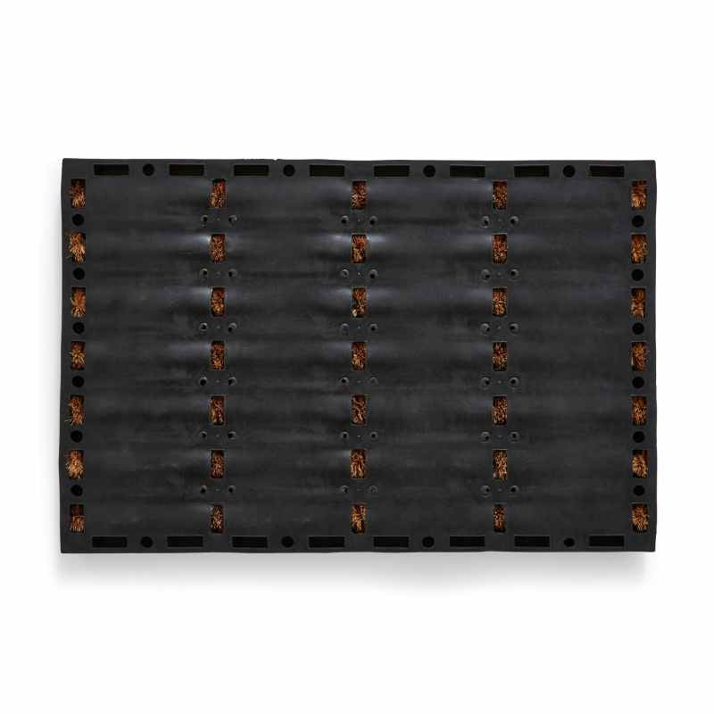 Rubber Wire Scraper Coir Doormat in Natural Black