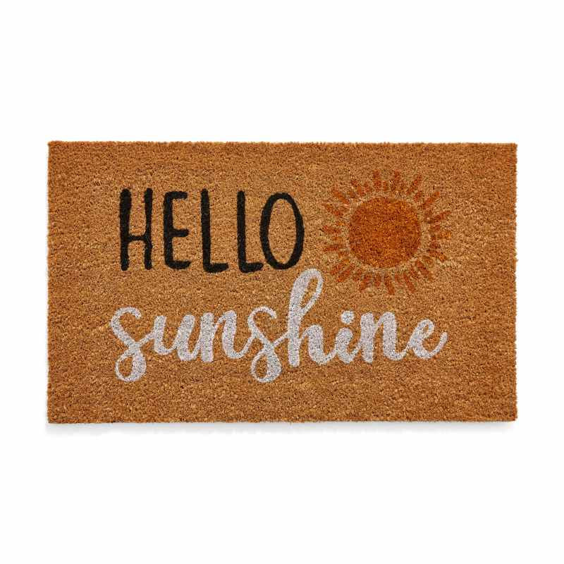 Hello Sunshine Coir Utility Doormat in Natural