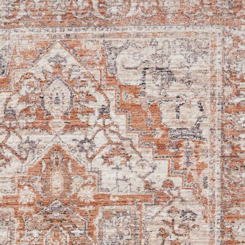 Vintage 35018 Traditional Motif Border Rugs in Terracotta Orange