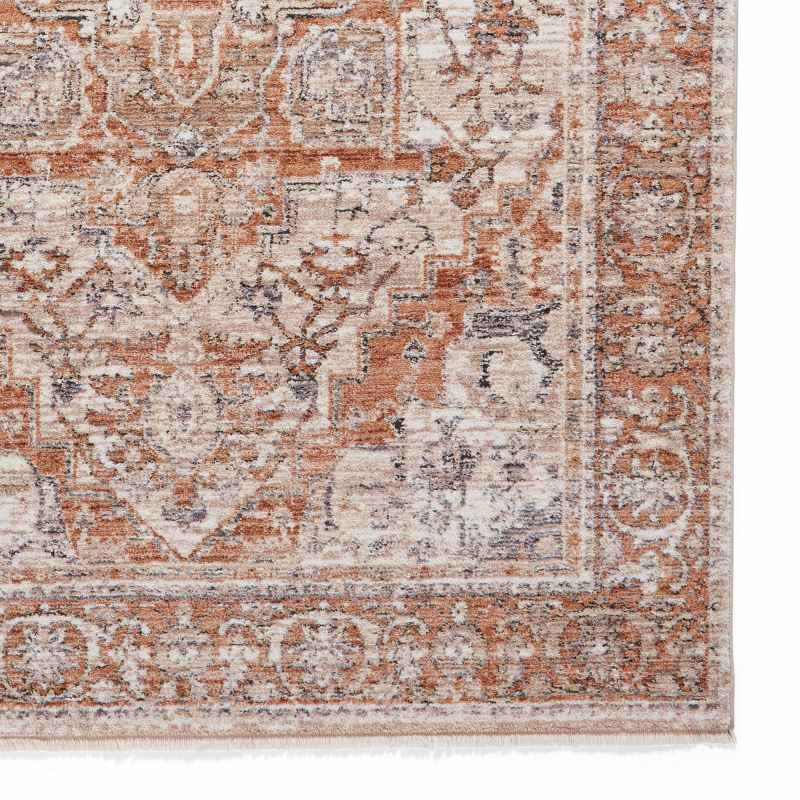 Vintage 35018 Traditional Motif Border Rugs in Terracotta Orange