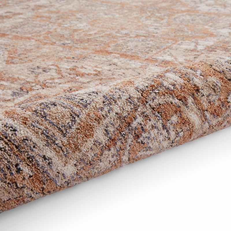 Vintage 35018 Traditional Motif Border Runner Rugs in Terracotta Orange