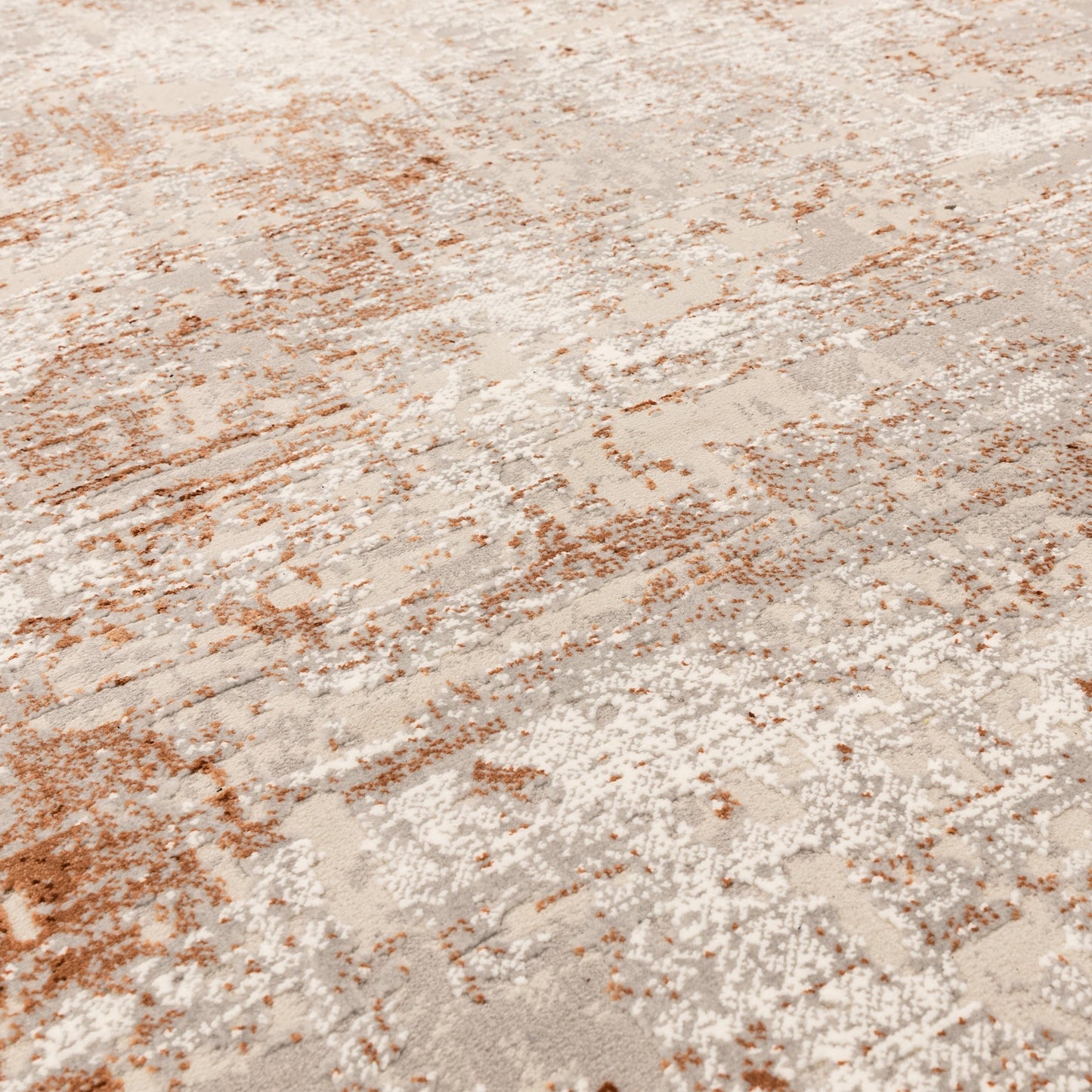 Kuza Border Modern Distressed Runner Rug in Terracotta Orange