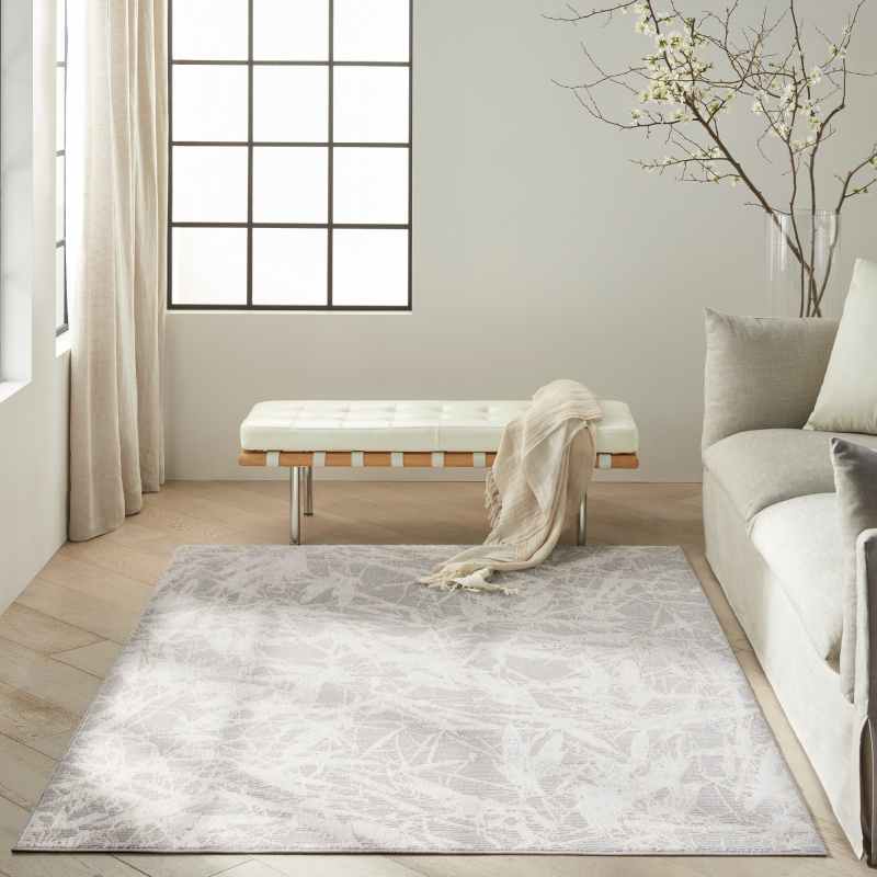 Calvin Klein CK956 CK950 Rush Designer Abstract Rugs in Grey Ivory