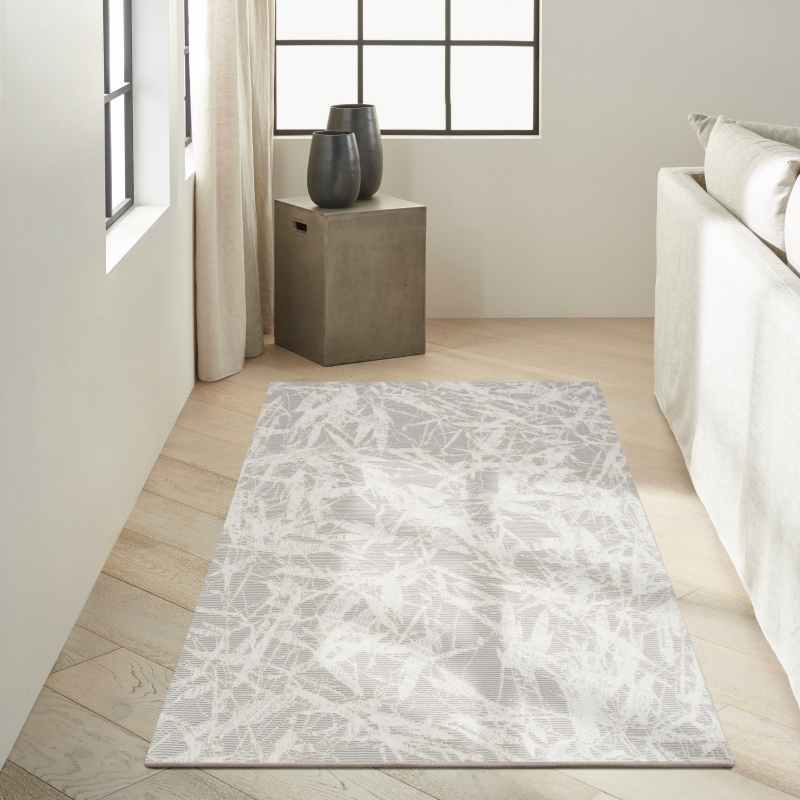 Calvin Klein CK956 CK950 Rush Designer Abstract Rugs in Grey Ivory