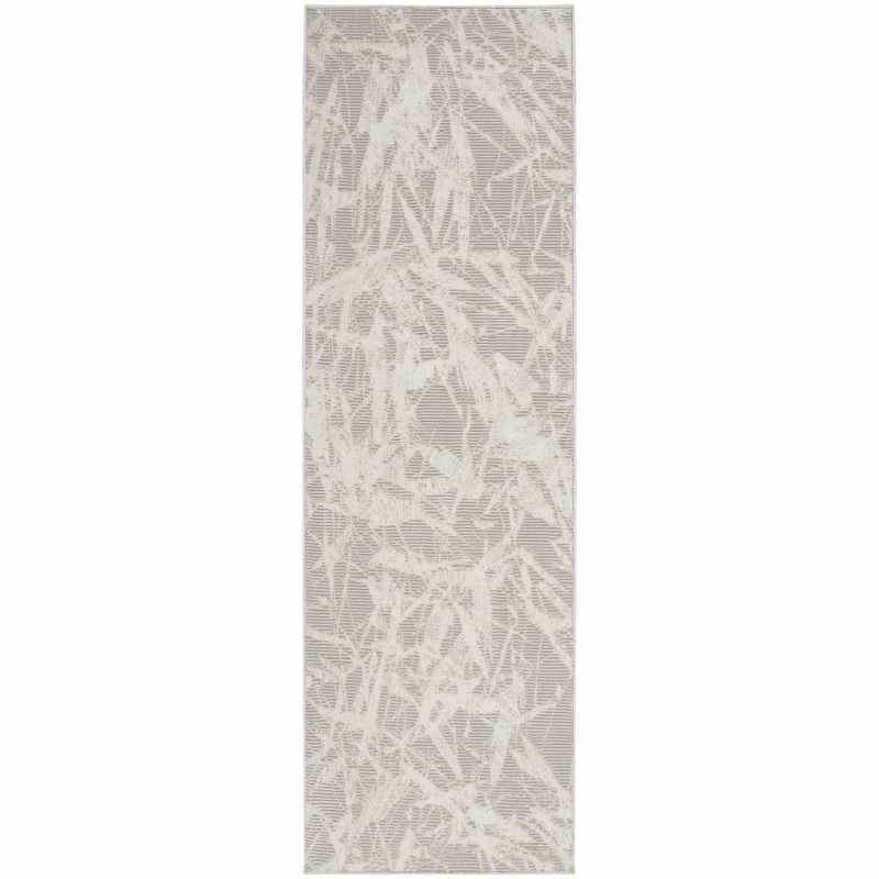Calvin Klein CK956 CK950 Rush Designer Abstract Runner Rugs in Grey Ivory