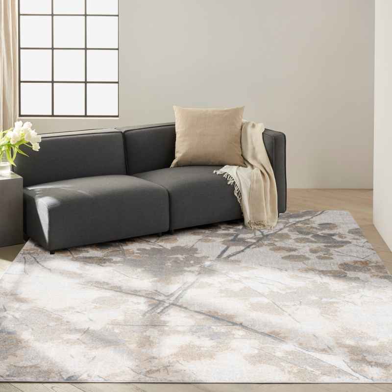Calvin Klein CK957 CK950 Rush Designer Abstract Rugs in Grey Multi