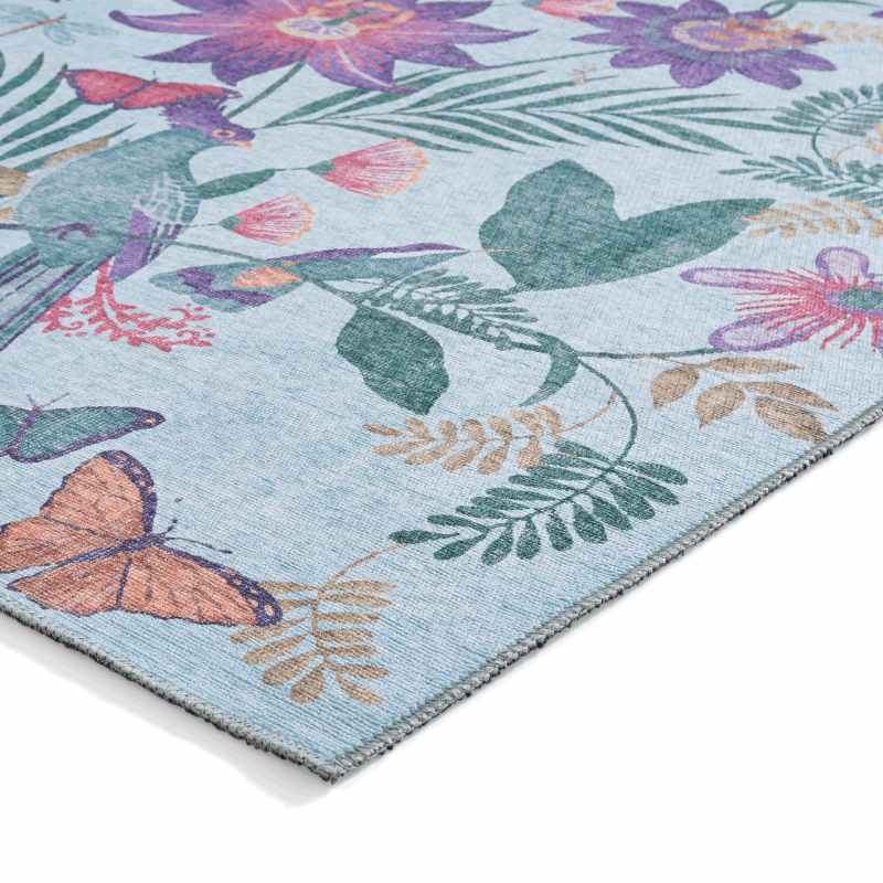 Amaya Tropical Birds Botanical Washable Rugs by Catherine Lansfield in Purple