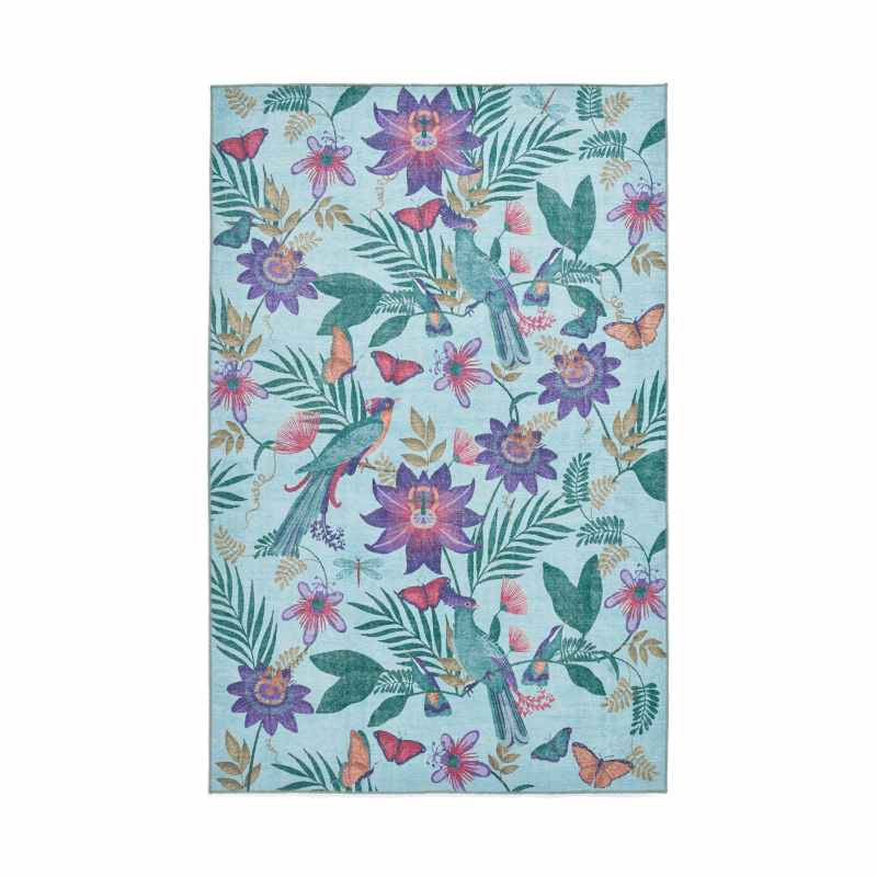 Amaya Tropical Birds Botanical Washable Rugs by Catherine Lansfield in Purple