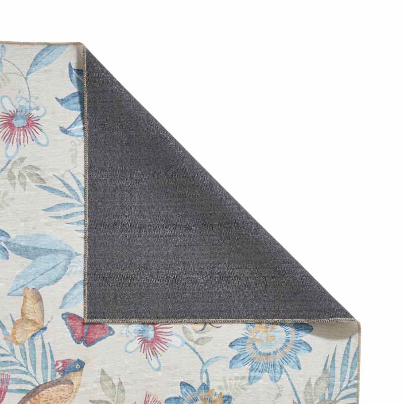 Amaya Tropical Birds Botanical Washable Runner Rugs by Catherine Lansfield in Blue