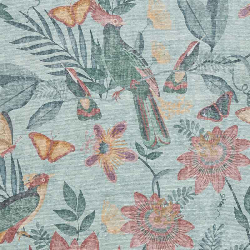 Amaya Tropical Birds Botanical Washable Runner Rugs by Catherine Lansfield in Green