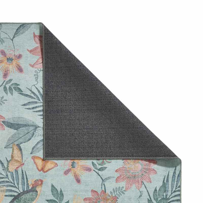 Amaya Tropical Birds Botanical Washable Runner Rugs by Catherine Lansfield in Green