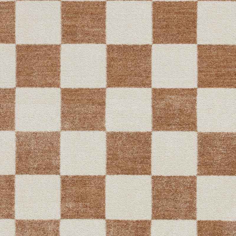 Baltimore 66618 Checkerboard Geometric Modern Runner Rugs in Walnut Brown