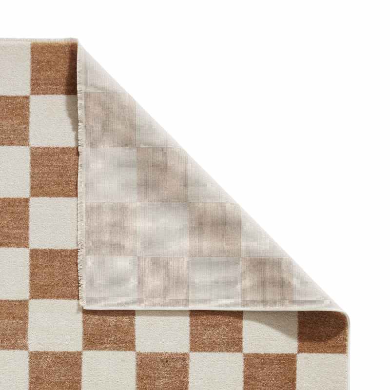 Baltimore 66618 Checkerboard Geometric Modern Runner Rugs in Walnut Brown