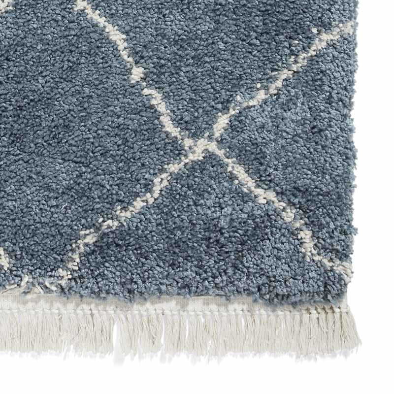 Boho 5413 Berber Shaggy Modern Runner Rugs in Blue
