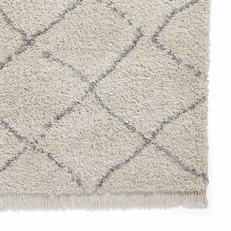 Boho 5413 Berber Shaggy Modern Runner Rugs in Cream White