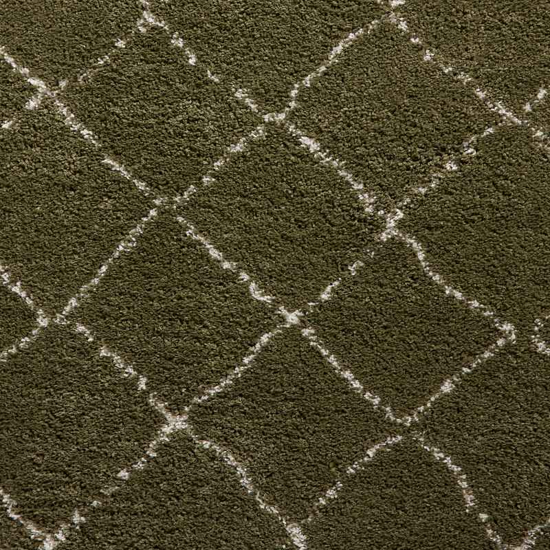 Boho 5413 Berber Shaggy Modern Runner Rugs in Green