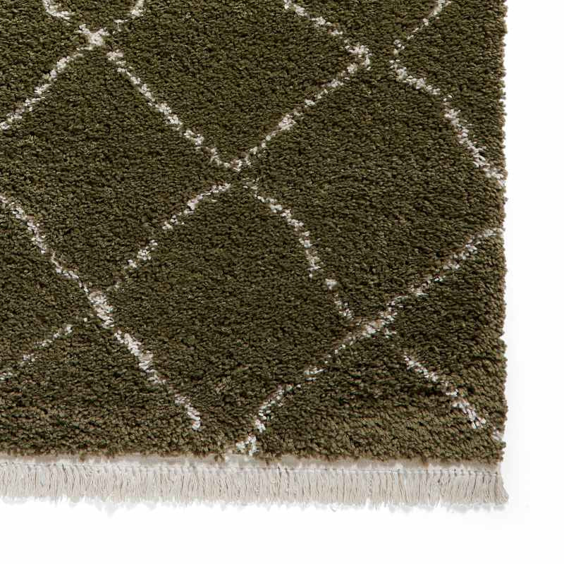 Boho 5413 Berber Shaggy Modern Runner Rugs in Green