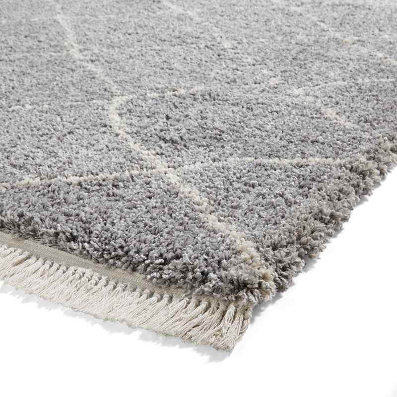 Boho 5413 Berber Shaggy Modern Runner Rugs in Grey