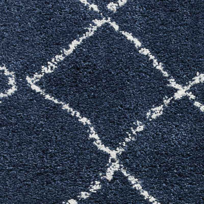 Boho 5413 Berber Shaggy Modern Runner Rugs in Navy Blue