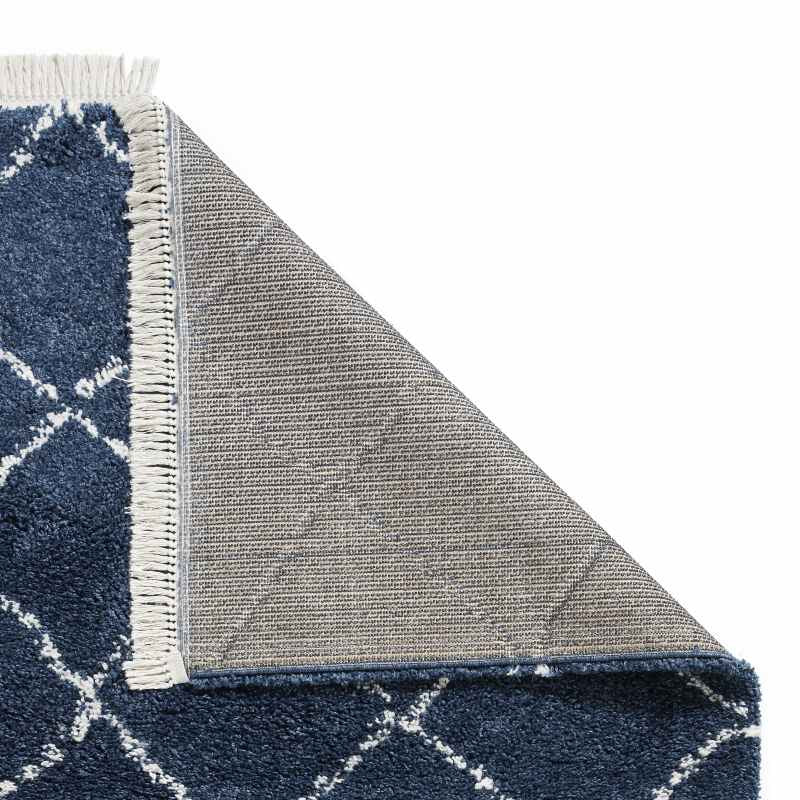 Boho 5413 Berber Shaggy Modern Runner Rugs in Navy Blue