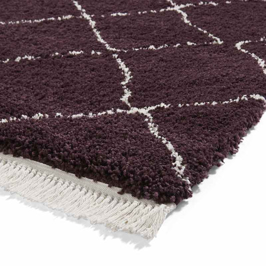 Boho 5413 Berber Shaggy Modern Runner Rugs in Purple