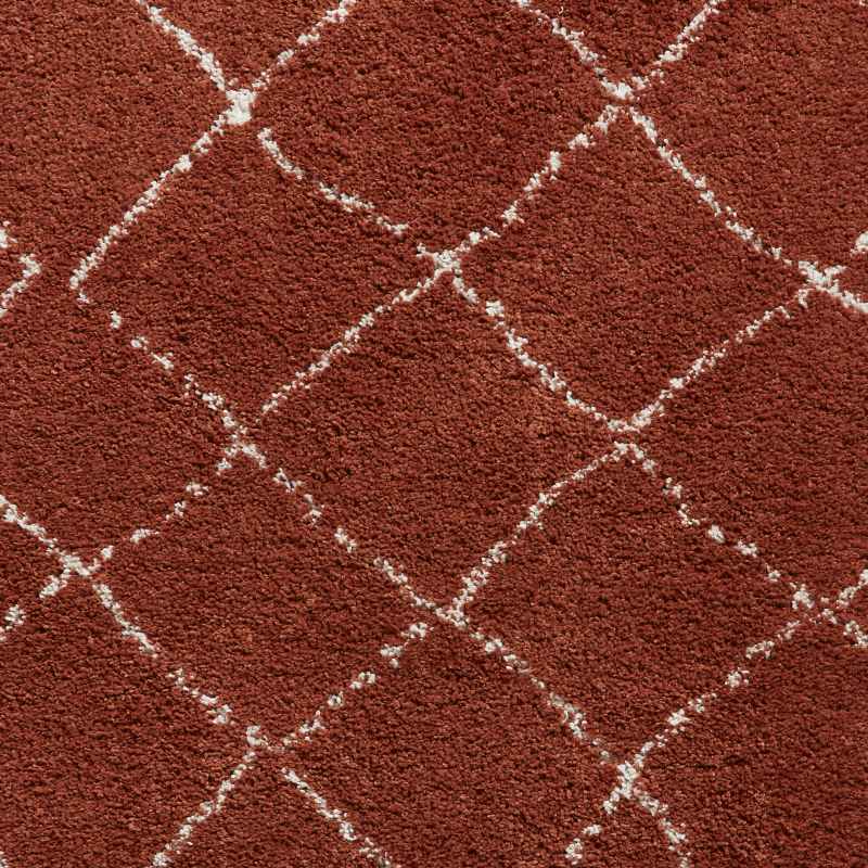 Boho 5413 Berber Shaggy Modern Runner Rugs in Rust Brown