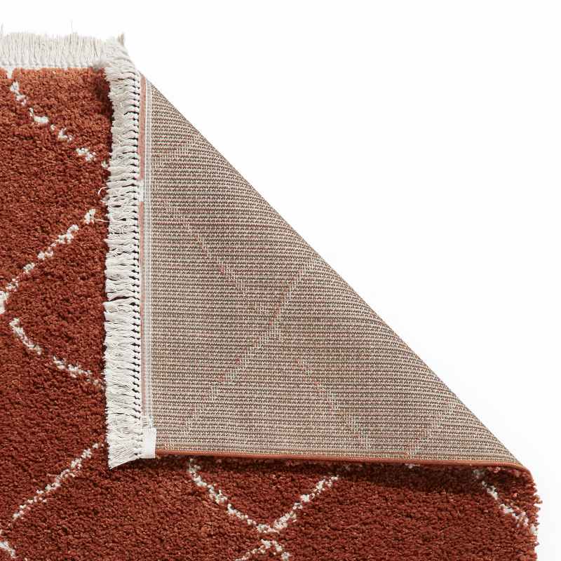 Boho 5413 Berber Shaggy Modern Runner Rugs in Rust Brown