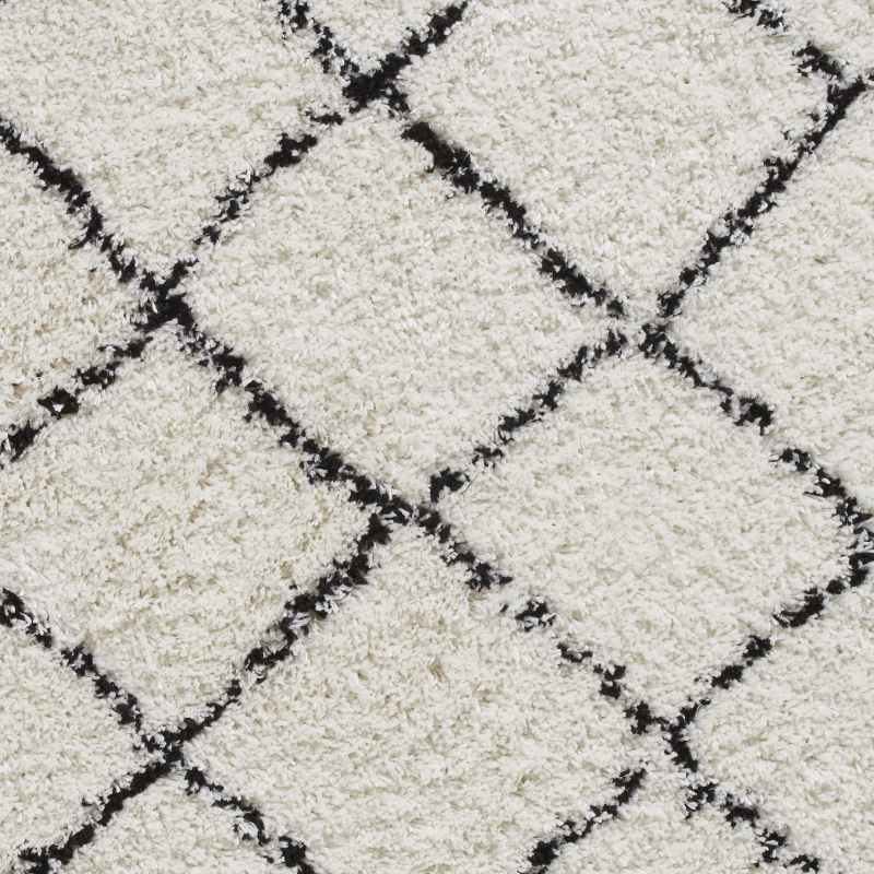 Boho 5413 Berber Shaggy Modern Runner Rugs in White Black