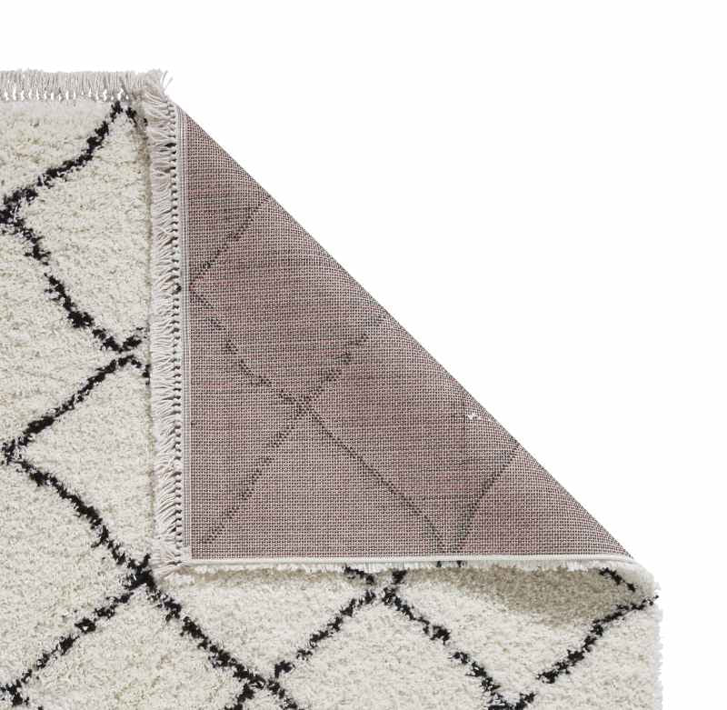 Boho 5413 Berber Shaggy Modern Runner Rugs in White Black