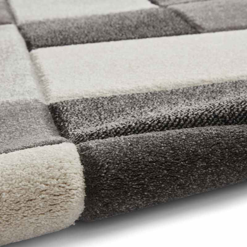 Brooklyn Modern Blocks Geometric Runner Rugs BRK04 in Black Grey