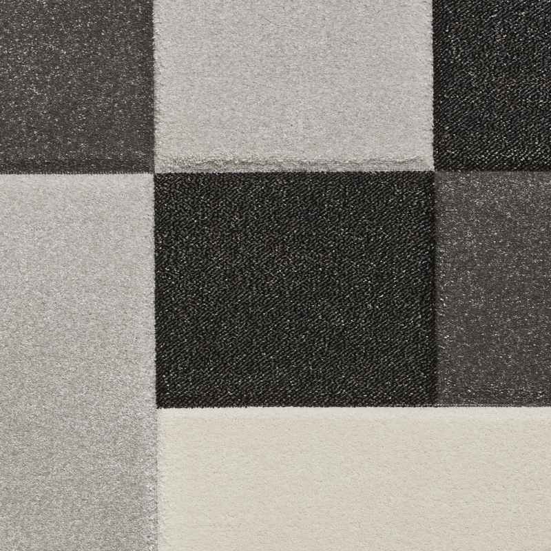 Brooklyn Modern Blocks Geometric Runner Rugs BRK04 in Black Grey