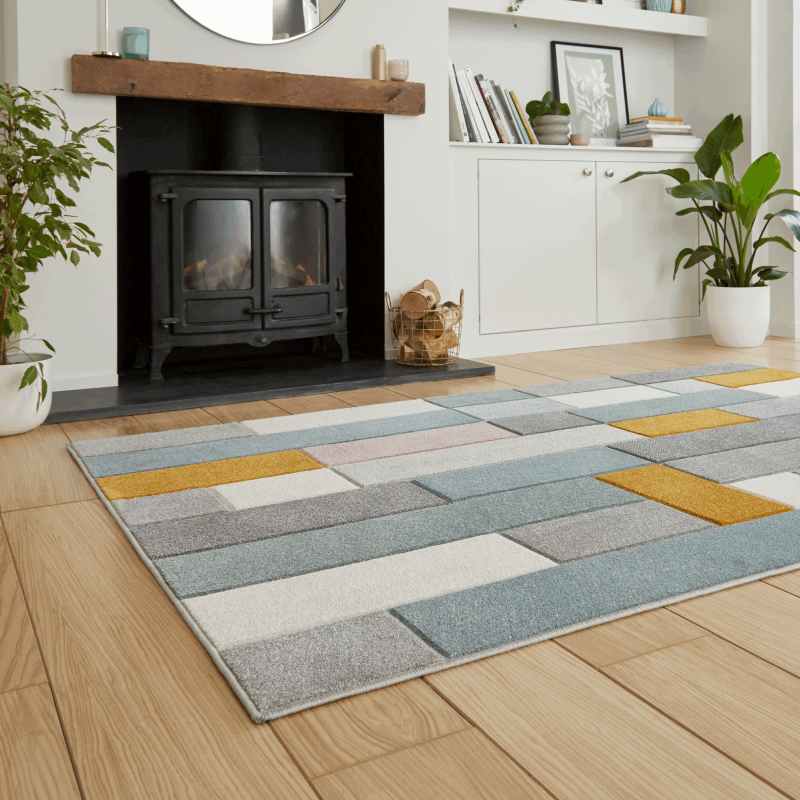 Matrix E7918 Modern Geometric Carved Rugs in Multi
