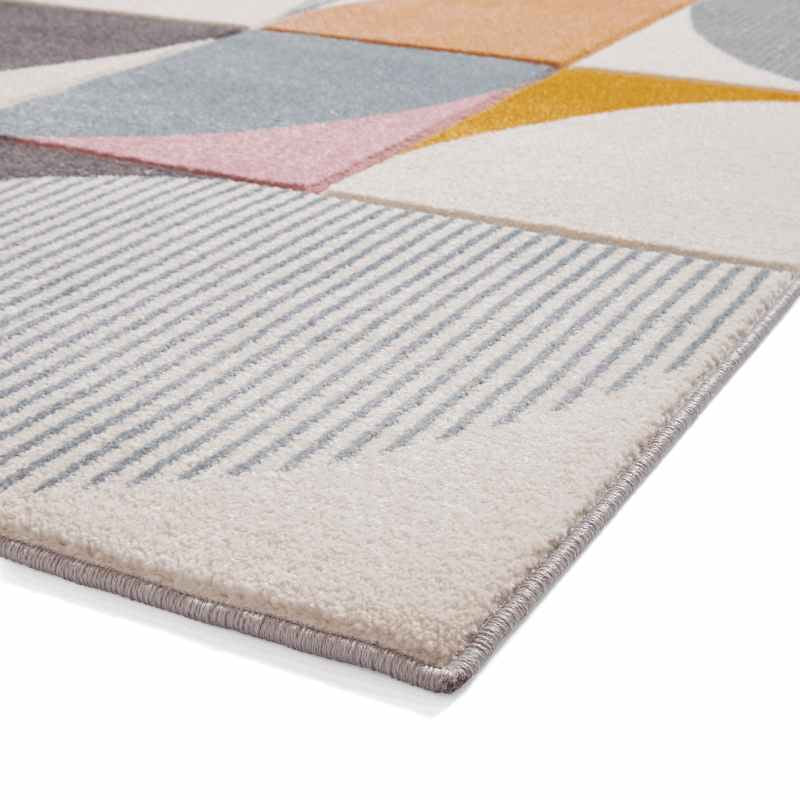 Matrix FE663 Modern Geometric Carved Rugs in Multi Grey