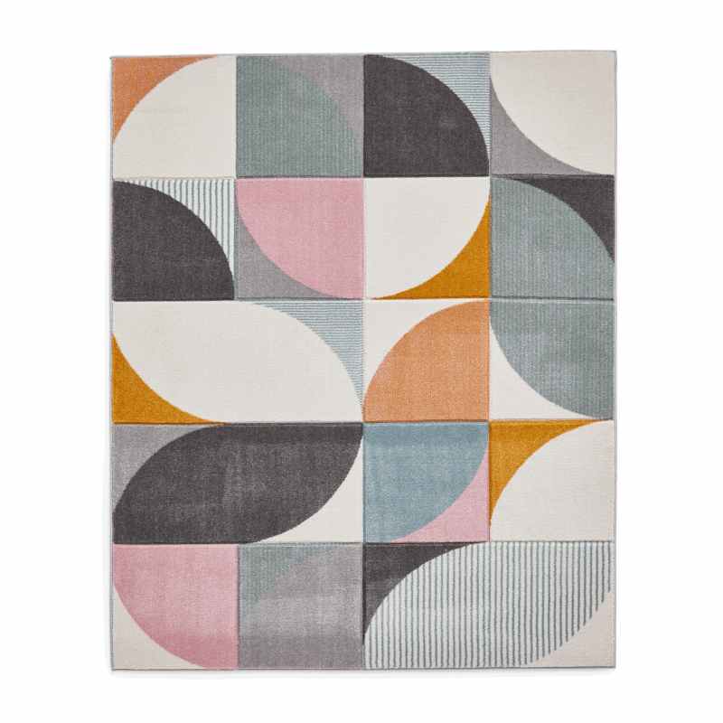 Matrix FE663 Modern Geometric Carved Rugs in Multi Grey