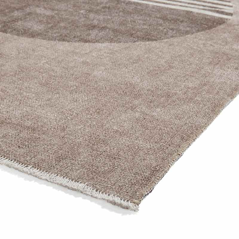 Whisper H1067 Washable Geometric Flat Weave Runner Rugs in Beige