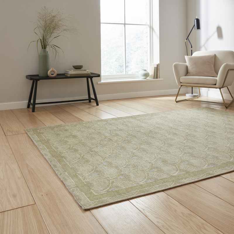 Deco Peacock Modern Washable Rugs by Catherine Lansfield in Green