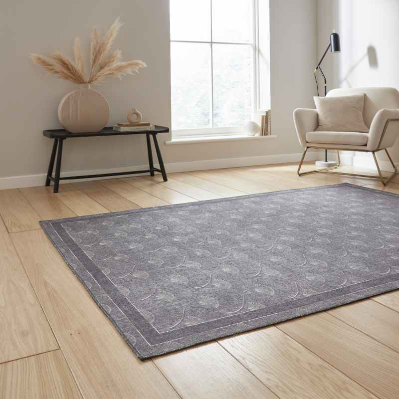 Deco Peacock Modern Washable Rugs by Catherine Lansfield in Grey