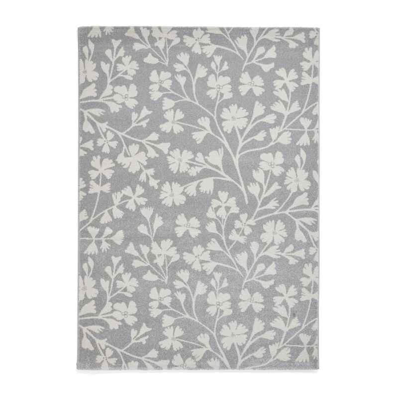 Grace Floral Modern Carved Rugs by Catherine Lansfield in Grey