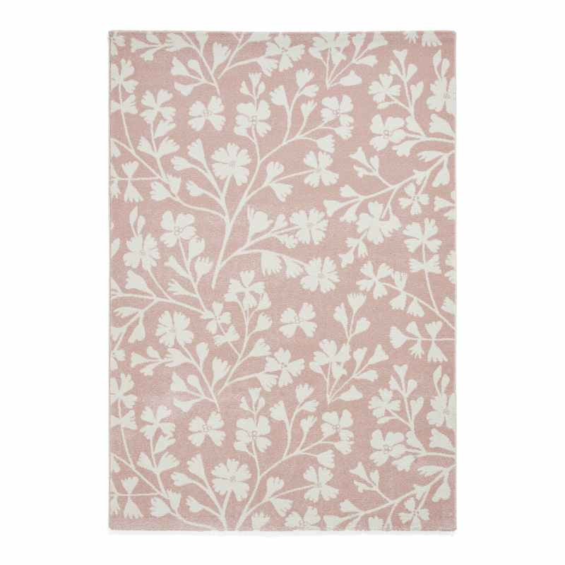 Grace Floral Modern Carved Rugs by Catherine Lansfield in Rose Pink