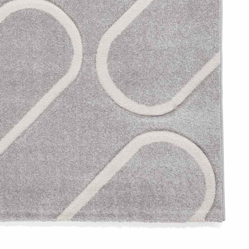 Linear Curve Modern Geometric Rugs by Catherine Lansfield in Grey