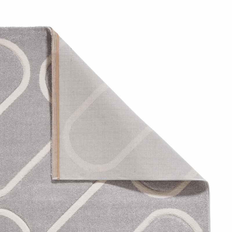 Linear Curve Modern Geometric Rugs by Catherine Lansfield in Grey