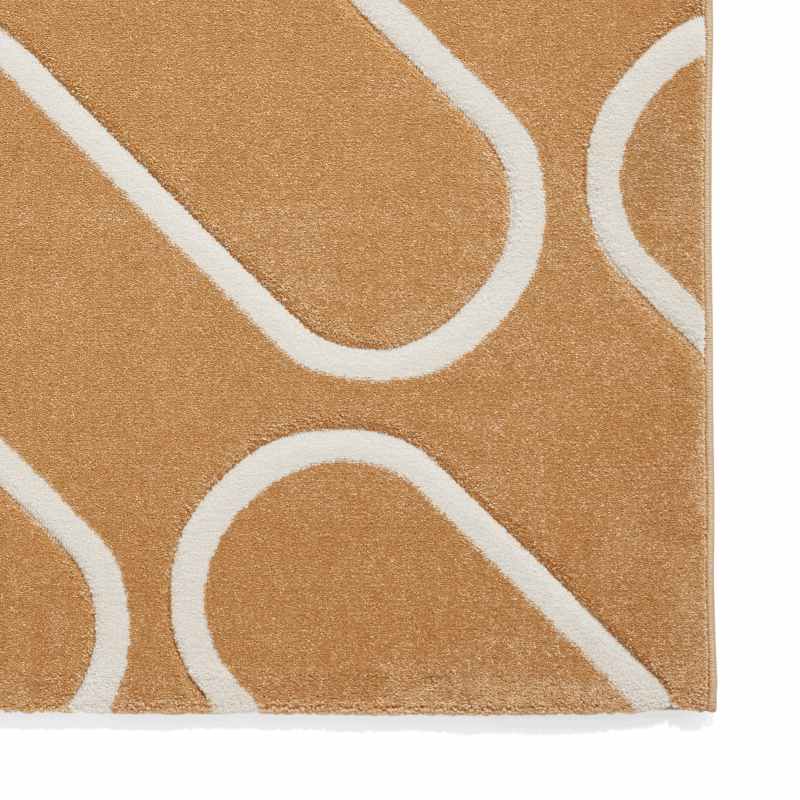 Linear Curve Modern Geometric Rugs by Catherine Lansfield in Ochre Yellow