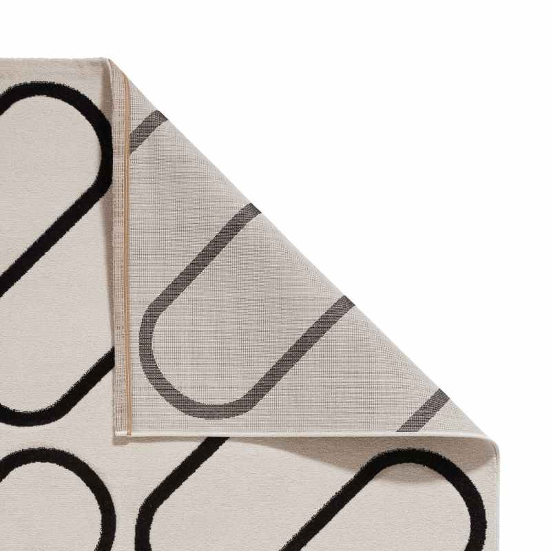 Linear Curve Modern Geometric Rugs by Catherine Lansfield in White Black