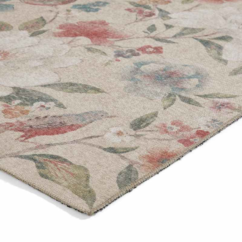 Pipa Floral Washable Runner Rugs by Catherine Lansfield in Natural